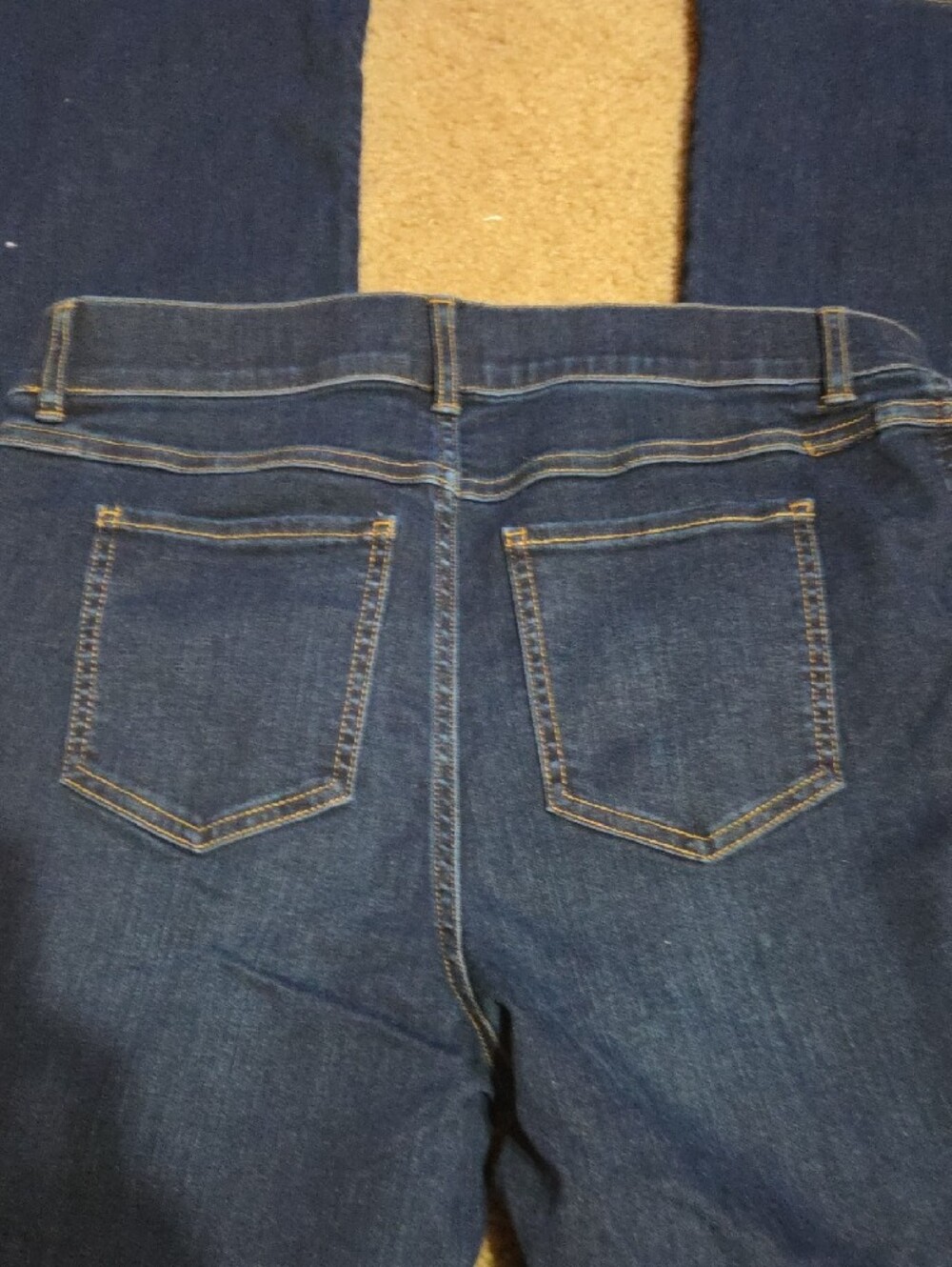SPANX Jeans Midnight Shade Dark Blue Flare Pull On- Women LONG LARGE L Tall - Picture 5 of 8